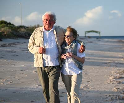 Couple walking on the beach