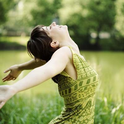 Woman expressing happiness